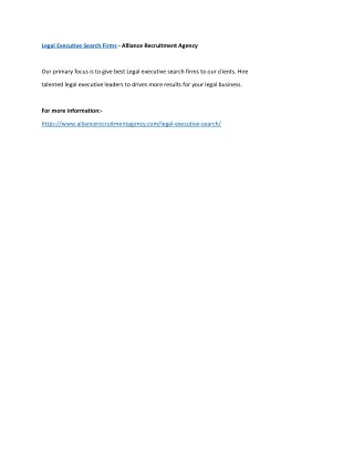 legal executive search firms alliance recruitment
