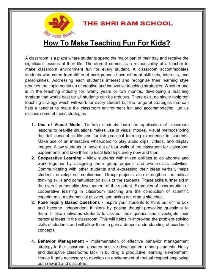 how to make teaching fun for kids