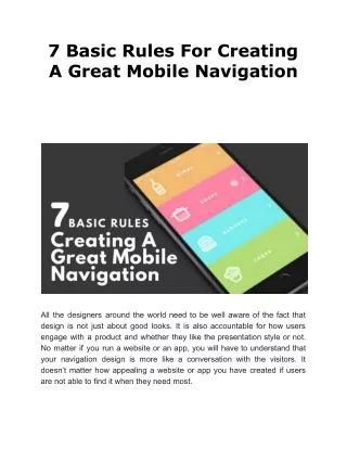 7 basic rules for creating a great mobile