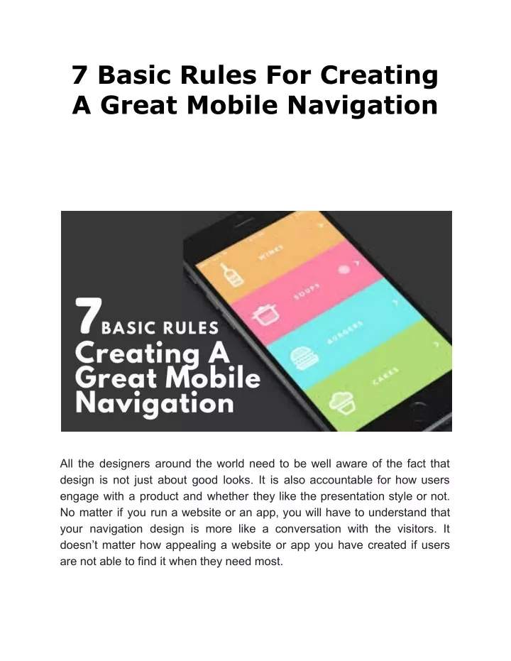 7 basic rules for creating a great mobile