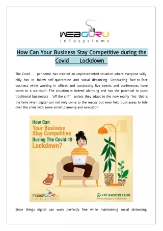 How Can Your Business Stay Competitive during the Covid-19 Lockdown?