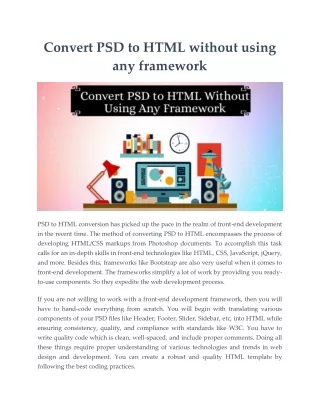 convert psd to html without using any framework