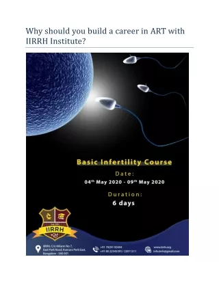 why should you build a career in art with iirrh