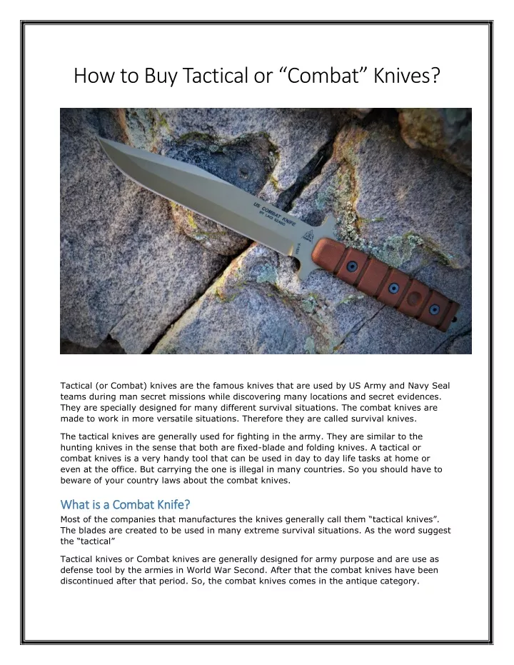 how to buy tactical or combat knives
