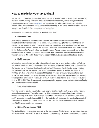 how to maximize your tax savings