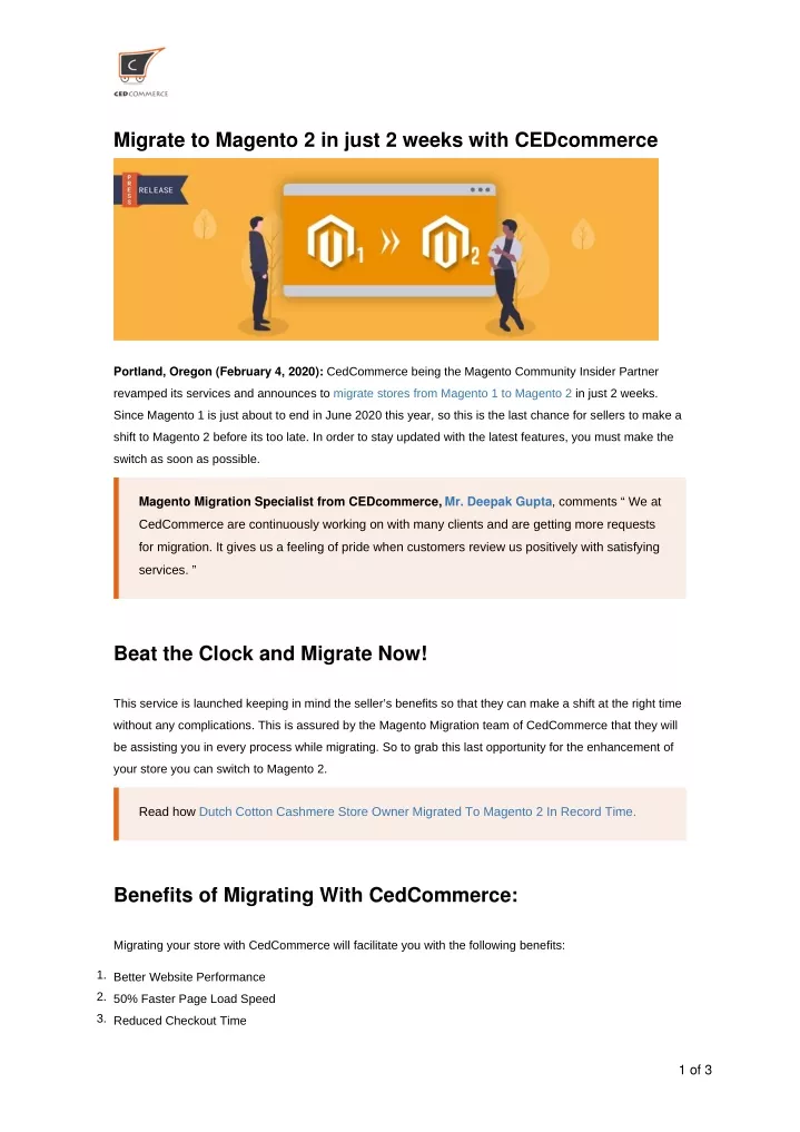 migrate to magento 2 in just 2 weeks with