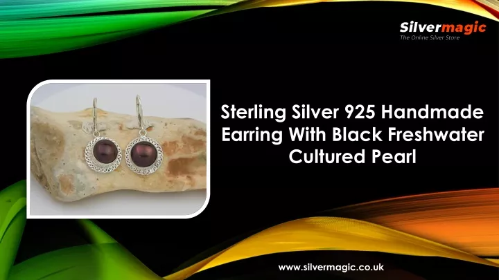 sterling silver 925 handmade earring with black