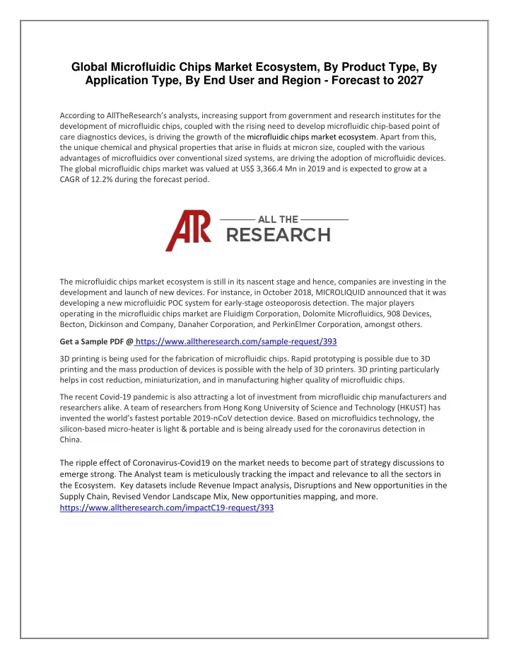 global microfluidic chips market ecosystem