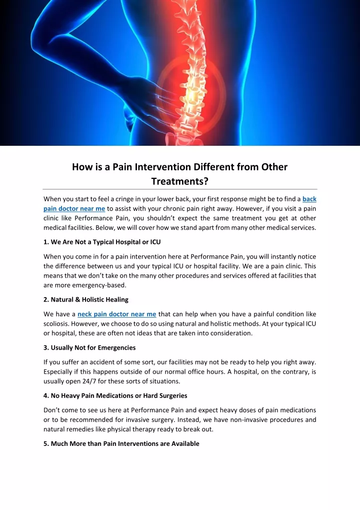 how is a pain intervention different from other