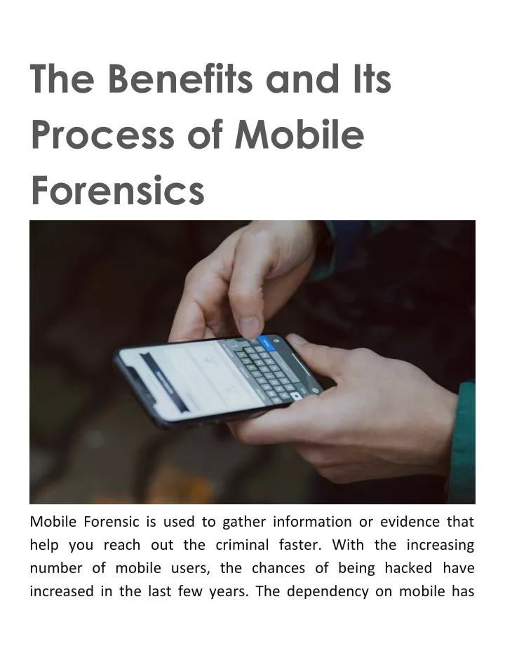 the benefits and its process of mobile forensics