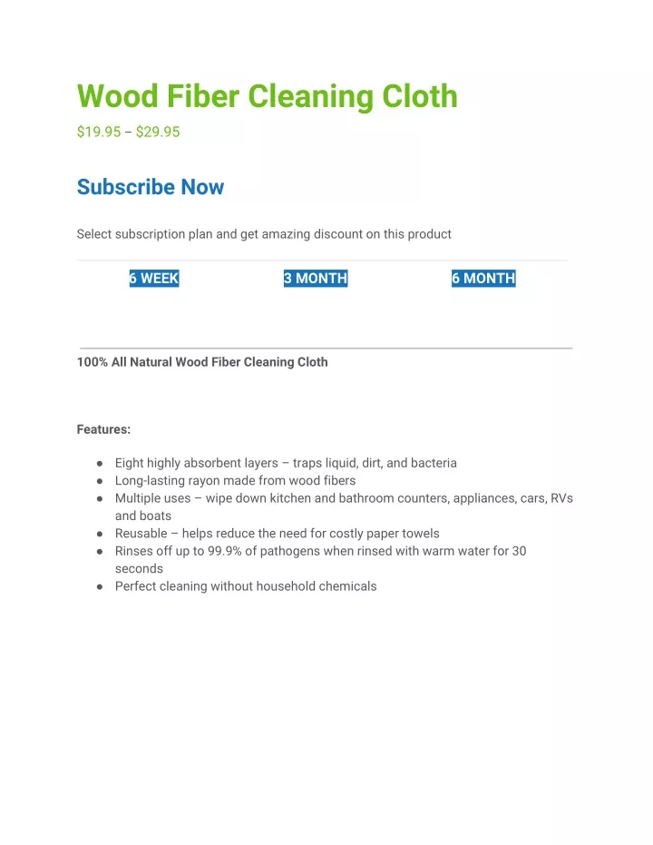 wood fiber cleaning cloth