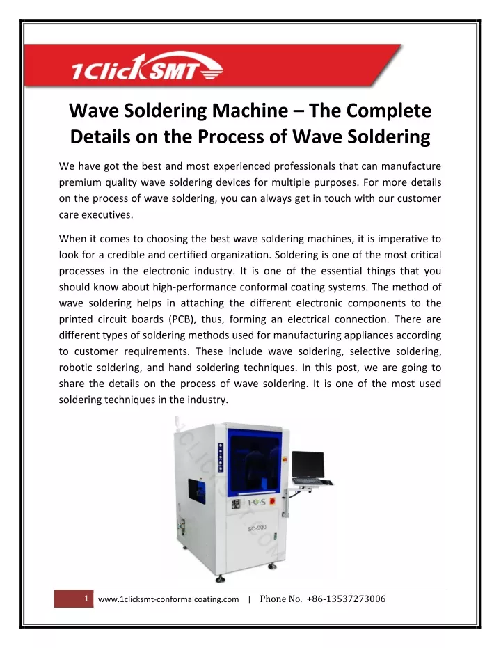 wave soldering machine the complete details