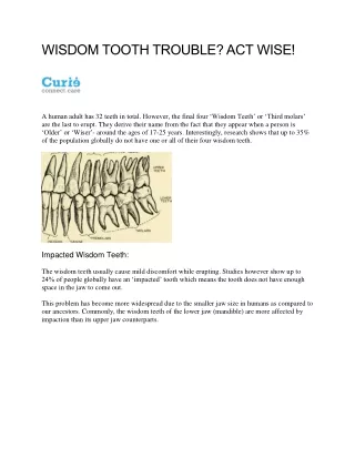 wisdom tooth trouble act wise