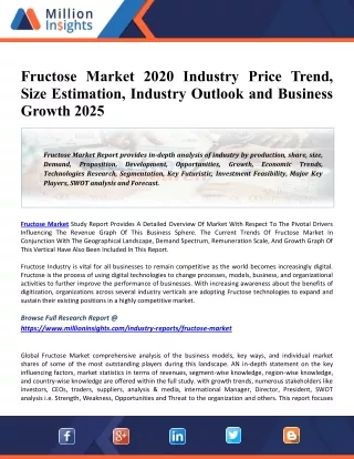 fructose market 2020 industry price trend size