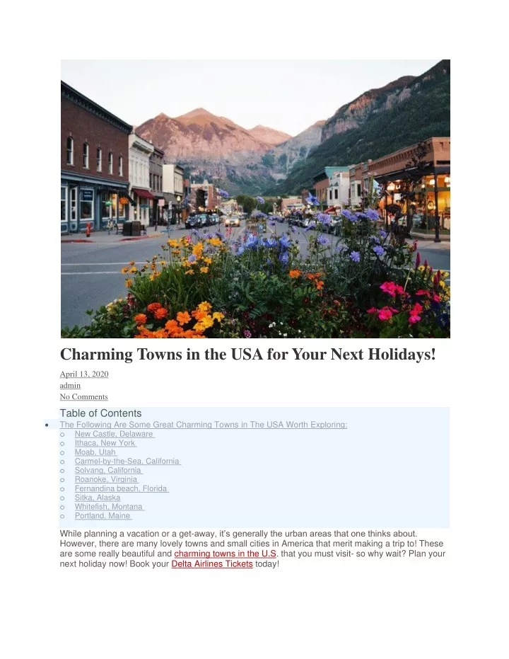 charming towns in the usa for your next holidays