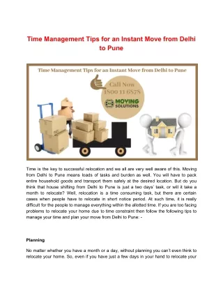 time management tips for an instant move from