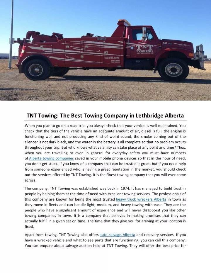 tnt towing the best towing company in lethbridge