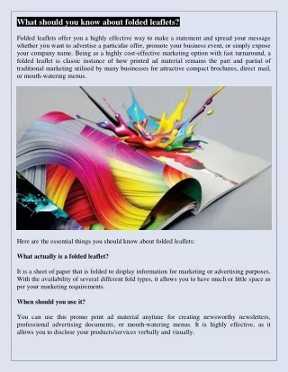 what should you know about folded leaflets folded