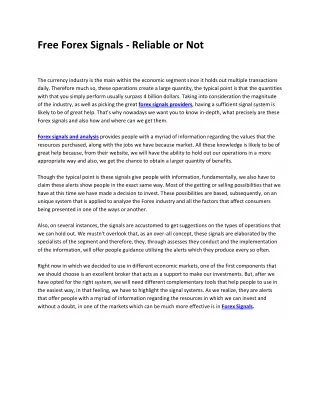 free forex signals reliable or not