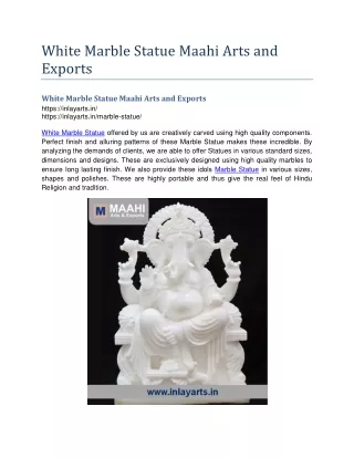 White Marble Statue Maahi Arts and Exports