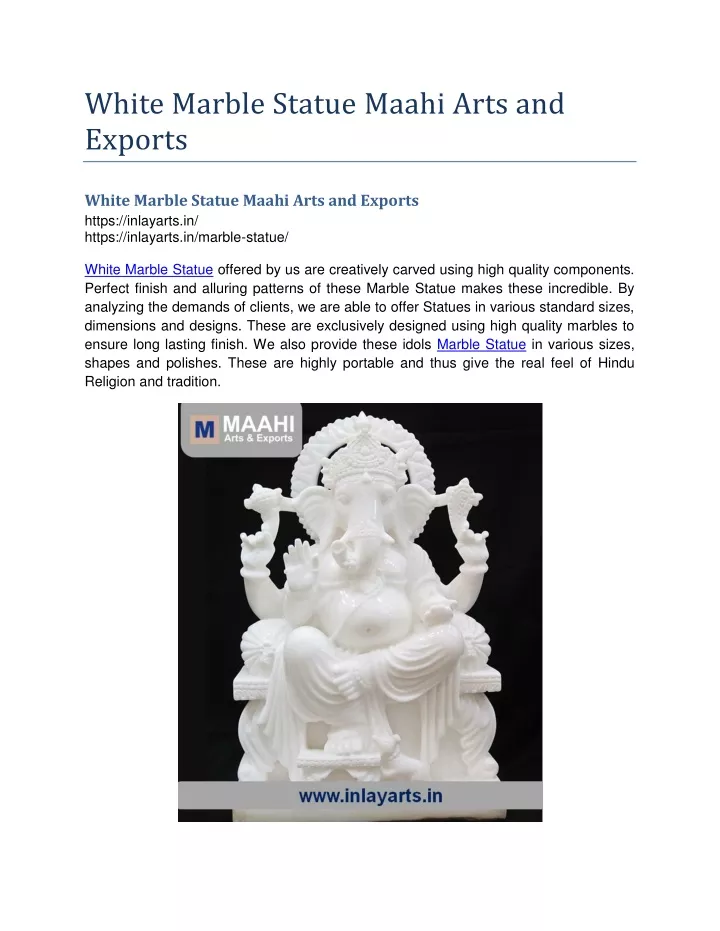 white marble statue maahi arts and exports