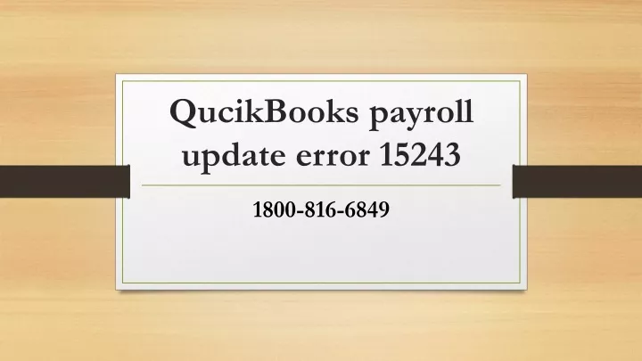 qucikbooks payroll update error 15243
