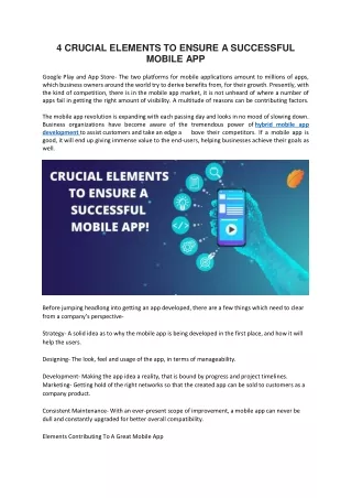 4 crucial elements to ensure a successful mobile