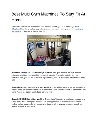 best multi gym machines to stay fit at home