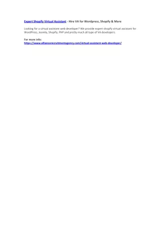 expert shopify virtual assistant hire
