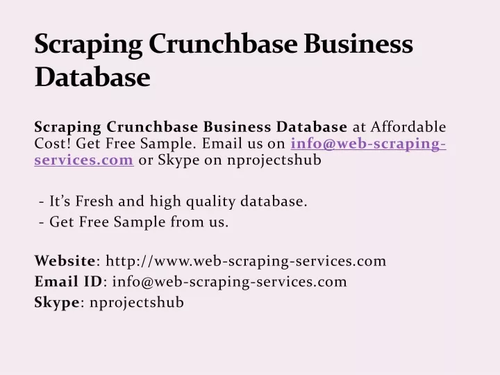 scraping crunchbase business database