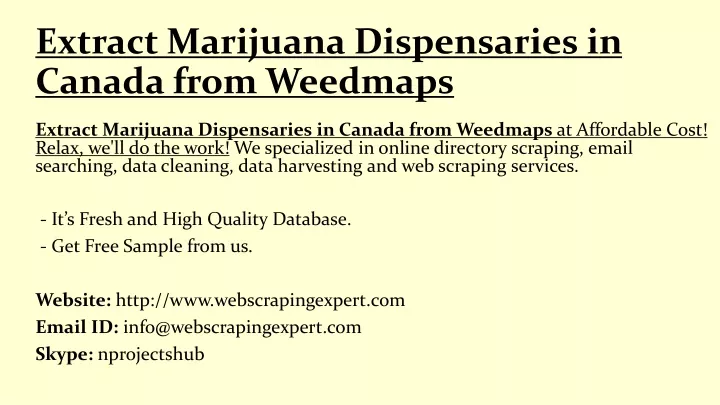 extract marijuana dispensaries in canada from weedmaps