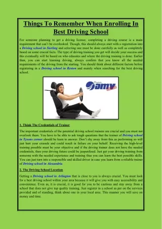things to remember when enrolling in best driving