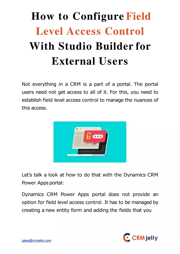 how to configure field level access control with studio builder for external users