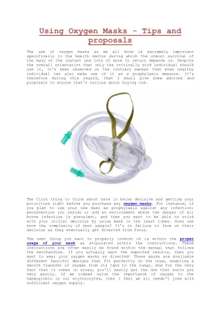 using oxygen masks tips and proposals