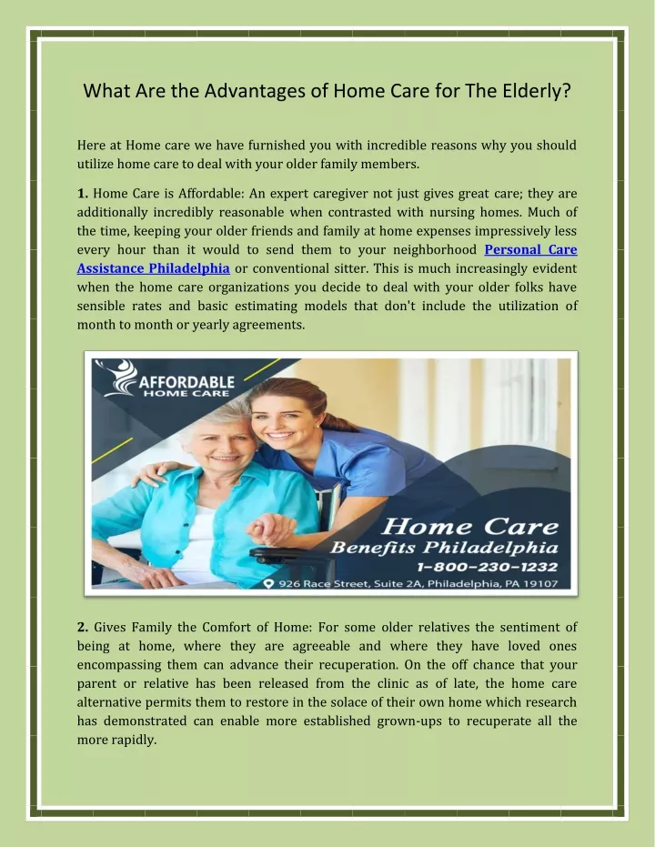 what are the advantages of home care