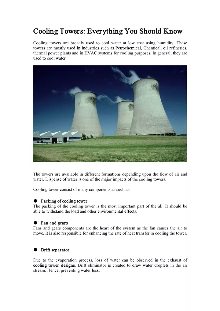 cooling cooling towers