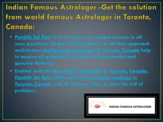 Famous Astrology Services in Toronto, Canada - Indian Famous Astrologer: