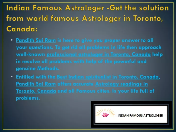 indian famous astrologer get the solution from world famous astrologer in toronto canada