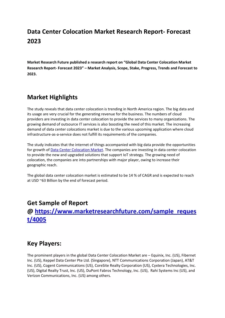 data center colocation market research report