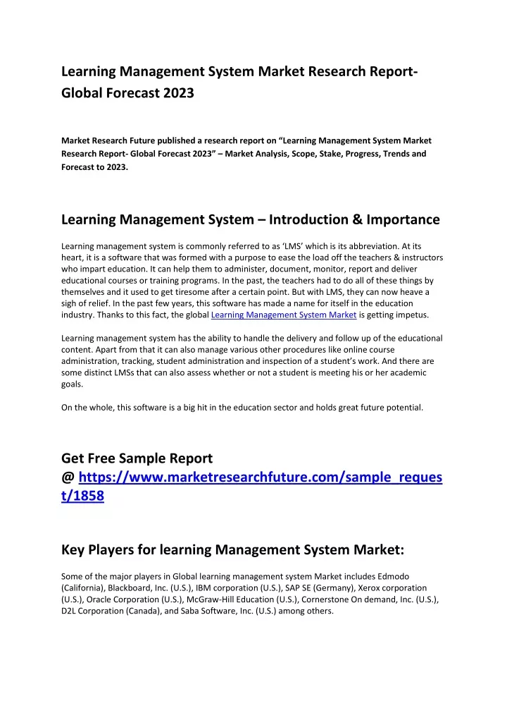 learning management system market research report