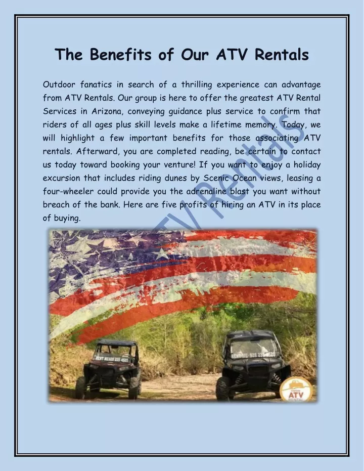 the benefits of our atv rentals
