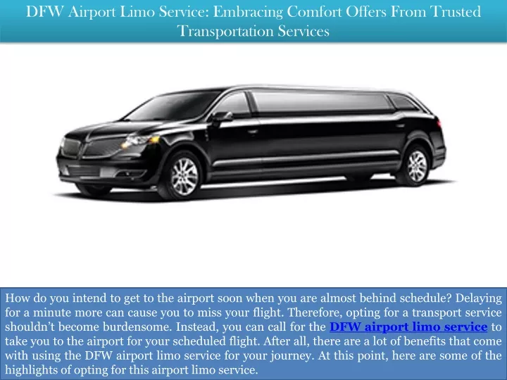 dfw airport limo service embracing comfort offers from trusted transportation services