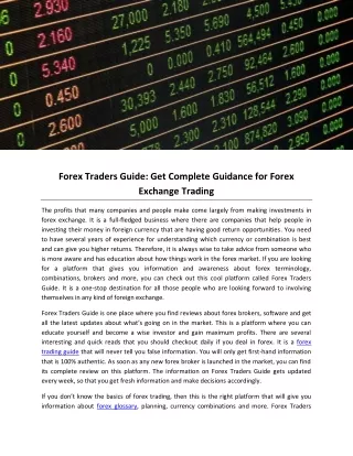 Forex Traders Guide: Get Complete Guidance for Forex Exchange Trading