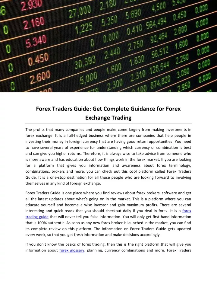forex traders guide get complete guidance