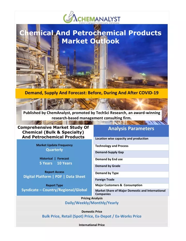chemical and petrochemical products market outlook