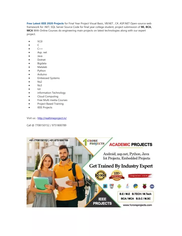 free latest ieee 2020 projects for final year