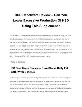 HSD Deactivate Review – A Must Buy Product To Lower HSD