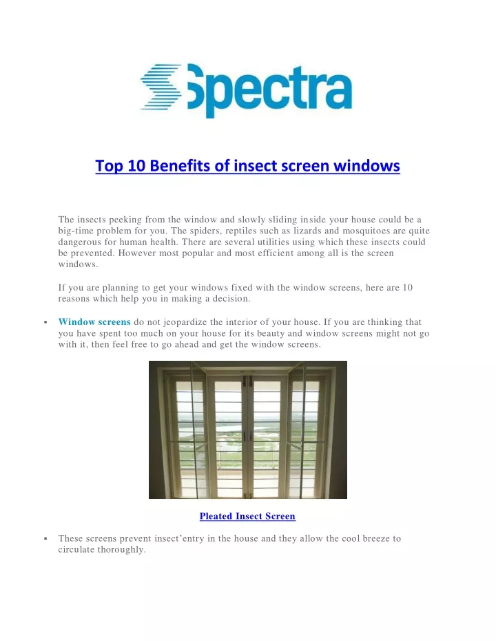 top 10 benefits of insect screen windows