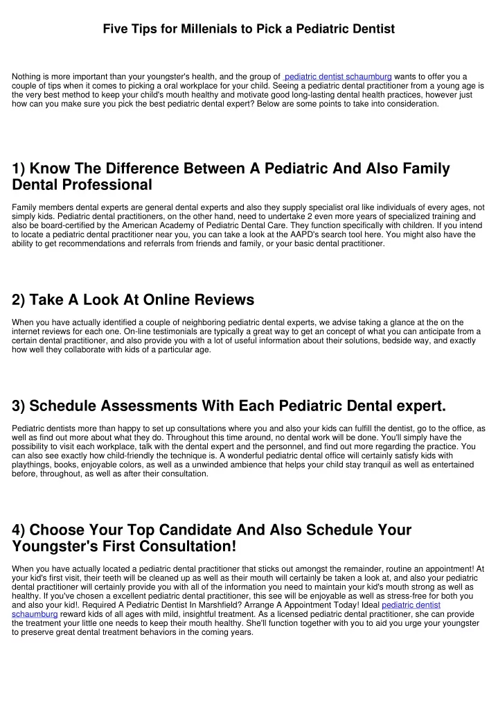 five tips for millenials to pick a pediatric