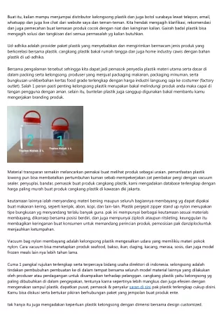 Leveransir Kemasan Plastik Serta Botol Surabaya